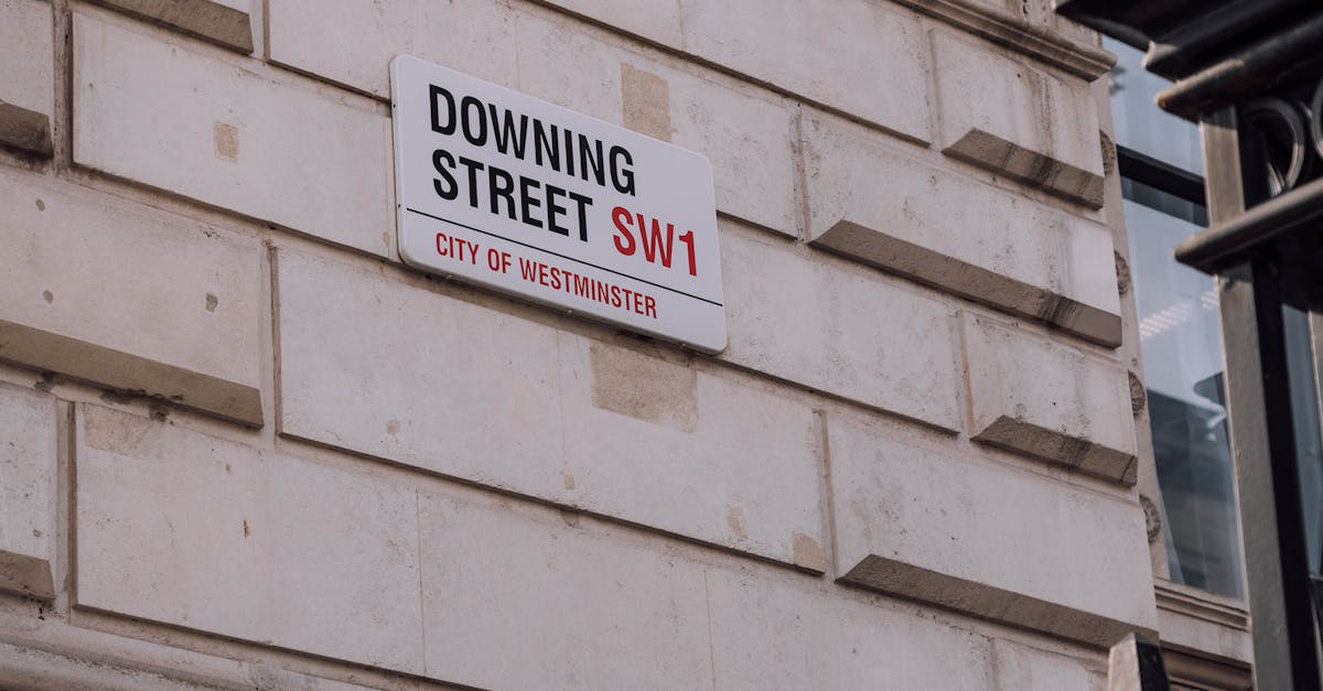 Downing Street SW1 street sign in Westminster, London