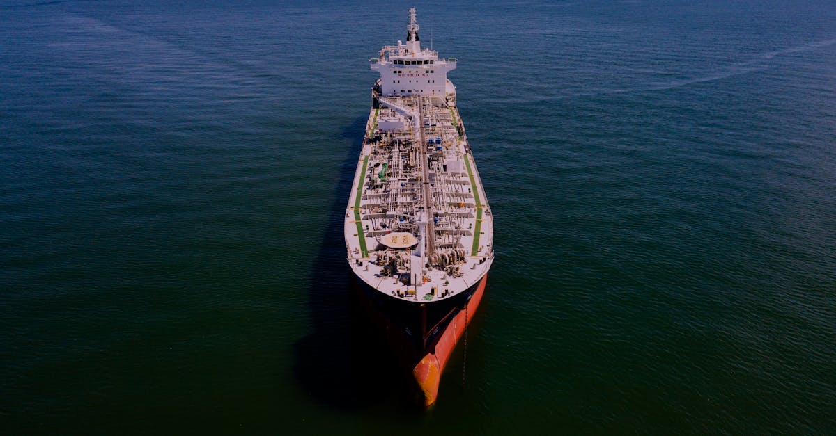 Aerial view of an oil tanker on open ocean