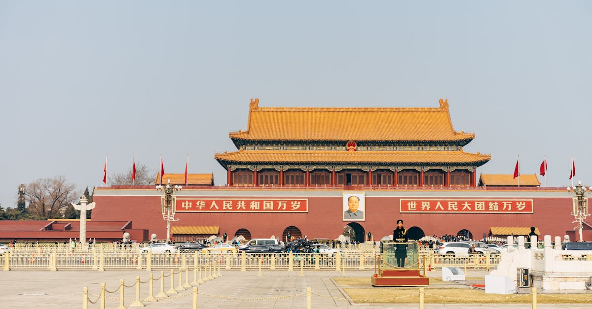 Majestic government building at Tiananmen Square in Beijing, China