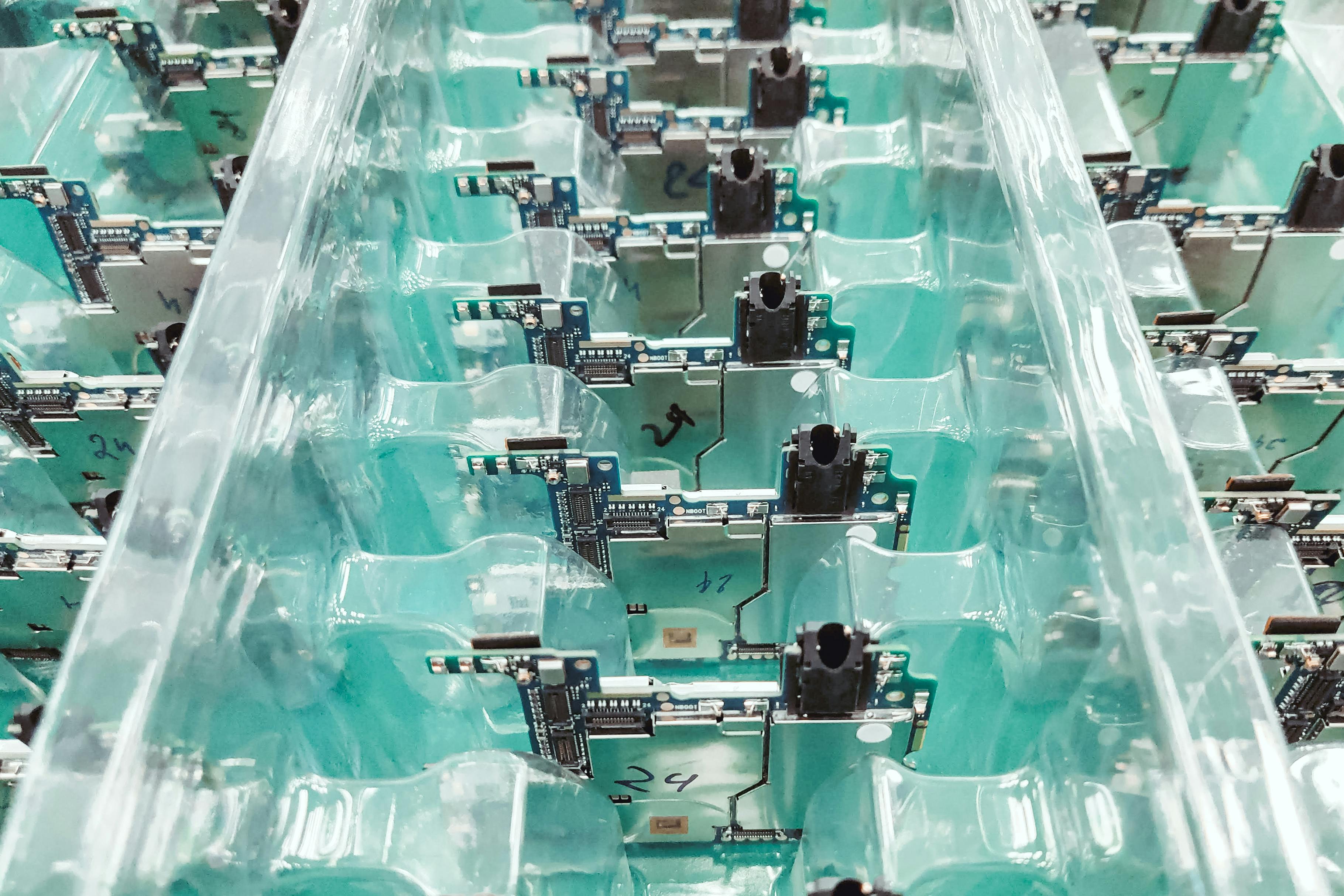 Electronic circuit boards on a semiconductor production line