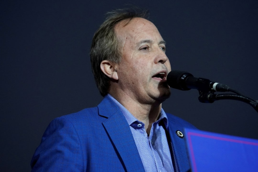 Texas Attorney General Ken Paxton at a rally in Conroe, Texas