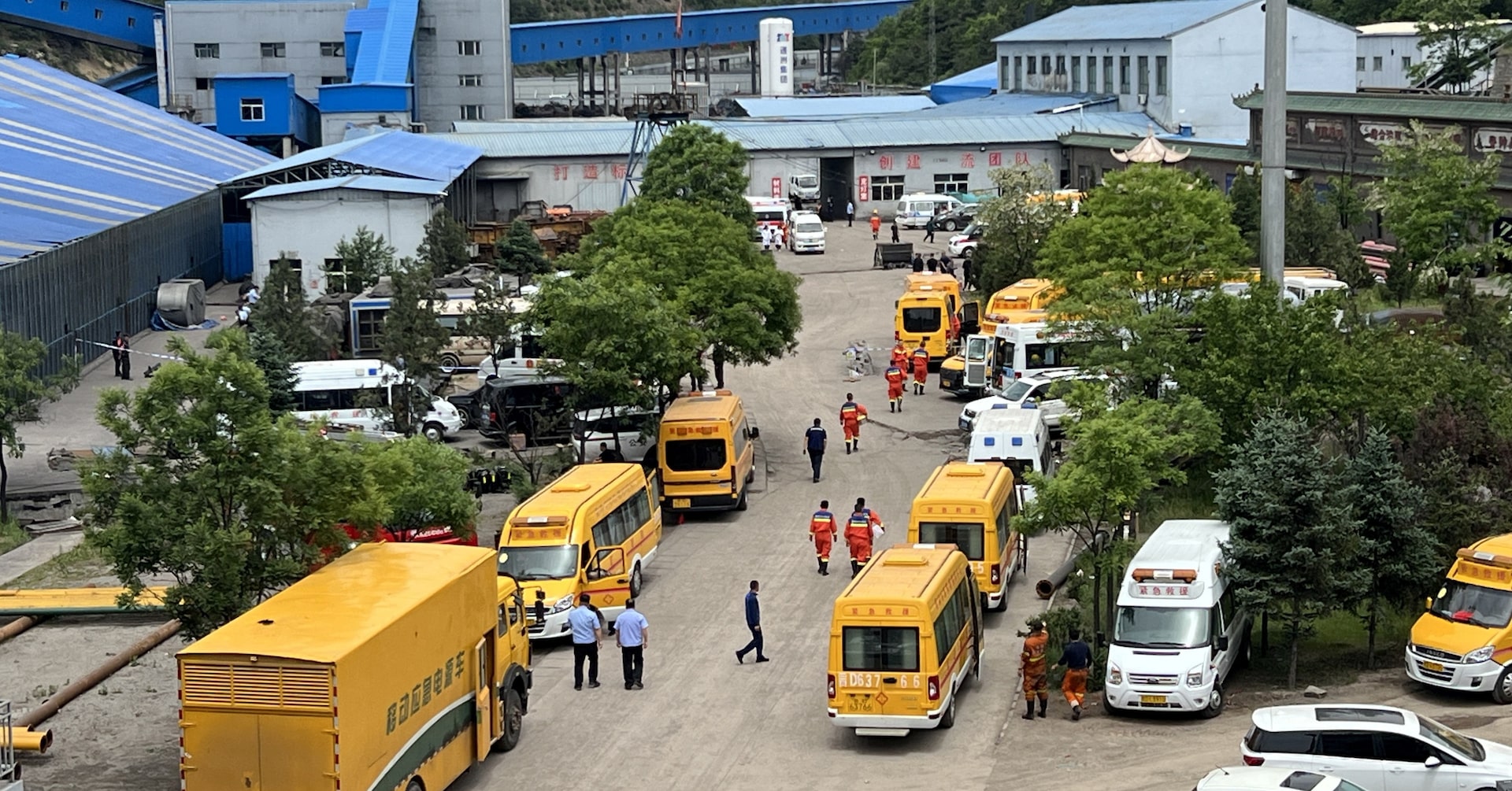Rescuers work at the site following a gas explosion at Liushenyu coal mine in Qinyuan county, Shanxi province, China May 23, 2026.