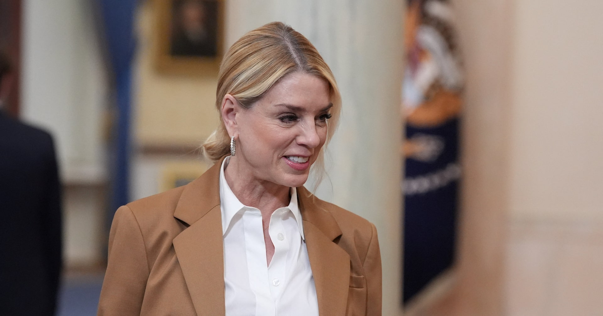 Attorney General Pam Bondi arrives in White House on Wednesday, April 1, 2026, in Washington.