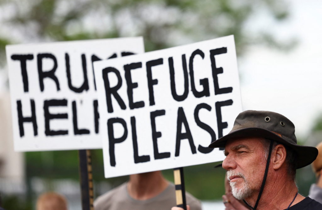 White South Africans gather in support of President Donald Trump in Pretoria