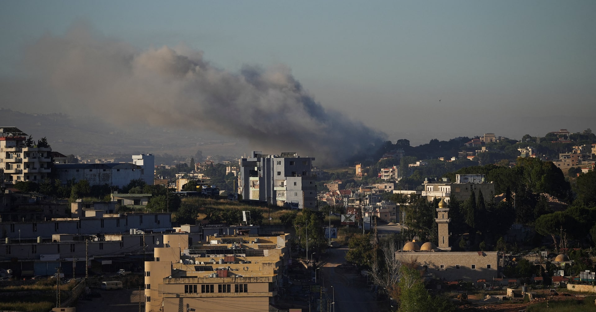 Smoke rises from southern Lebanon after an Israeli strike near Nabatieh.